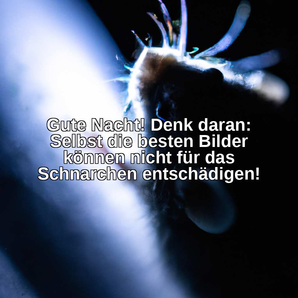 Gute Nacht! Denk daran: Selbst die besten Bilder können nicht für das Schnarchen entschädigen!