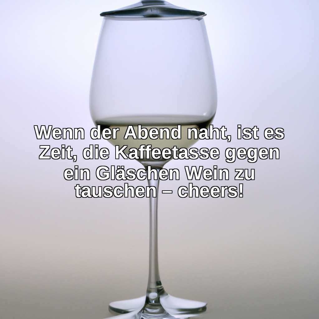 Wenn der Abend naht, ist es Zeit, die Kaffeetasse gegen ein Gläschen Wein zu tauschen – cheers!
