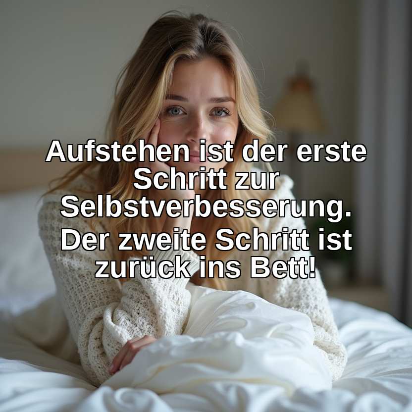 Aufstehen ist der erste Schritt zur Selbstverbesserung. Der zweite Schritt ist zurück ins Bett!